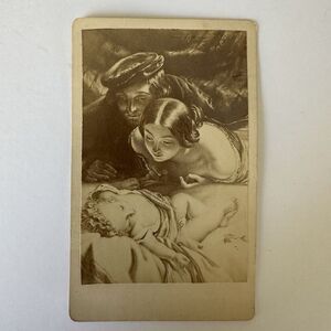 Antique CDV Card The First Born C.W. Cope 1800s 4”x2.5”